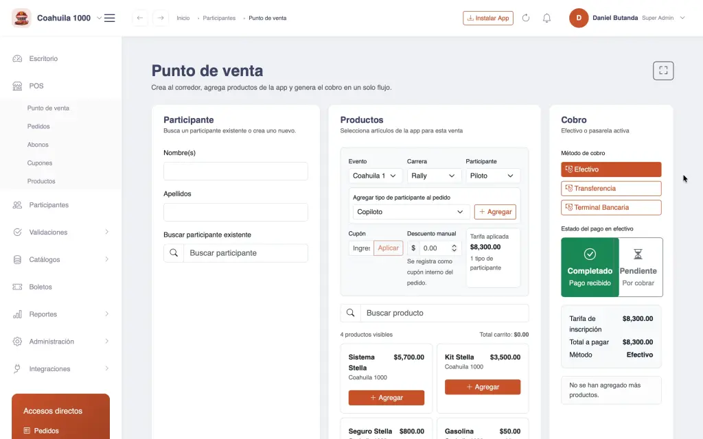 Coahuila1000 App Web POS