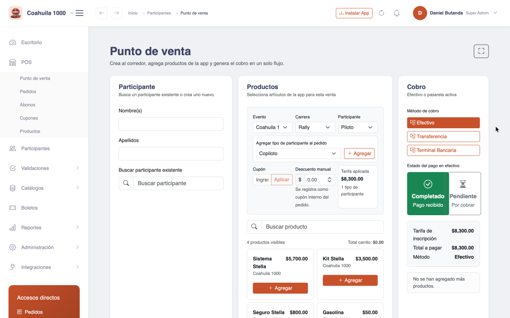 Coahuila1000 App Web POS